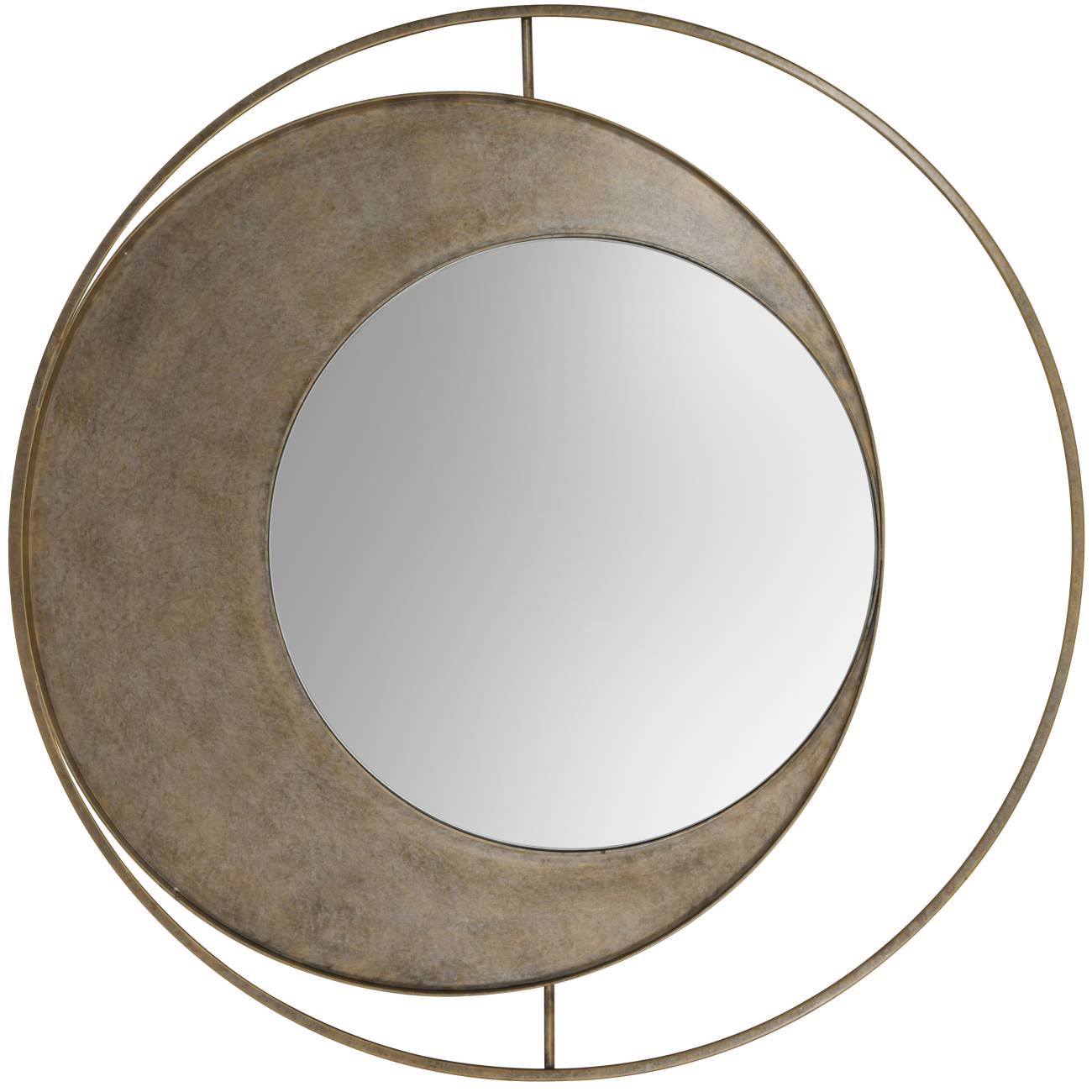 Concentric Aged Gold Circles Iron Wall Mirror